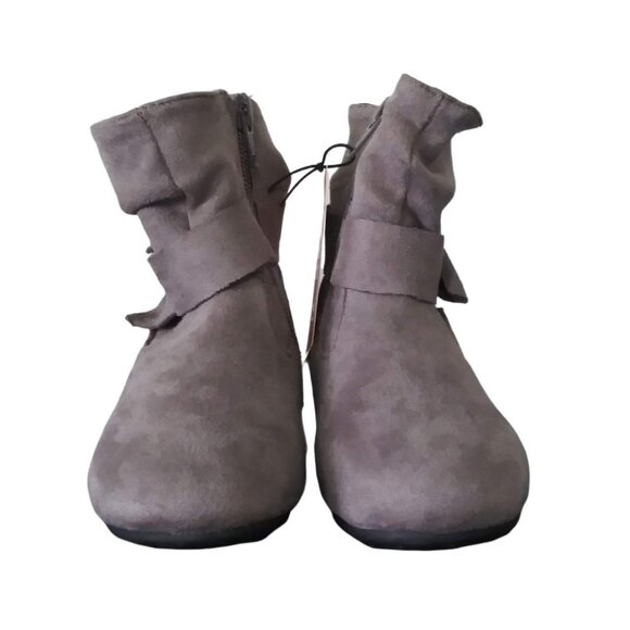 Wonder Nation Girls Gray Size 10 Side Zip Slouch Boots With Bow Detail In Gray - Picture 4 of 11